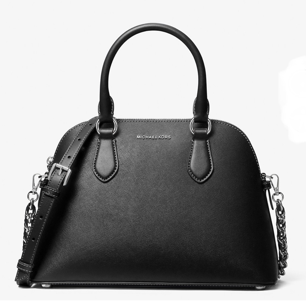 NEW MICHAEL KORS Veronica Medium Leather Dome Satchel -Black